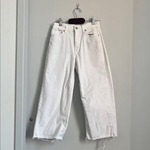 Uniqlo White Stretch wide leg Denim Jeans
